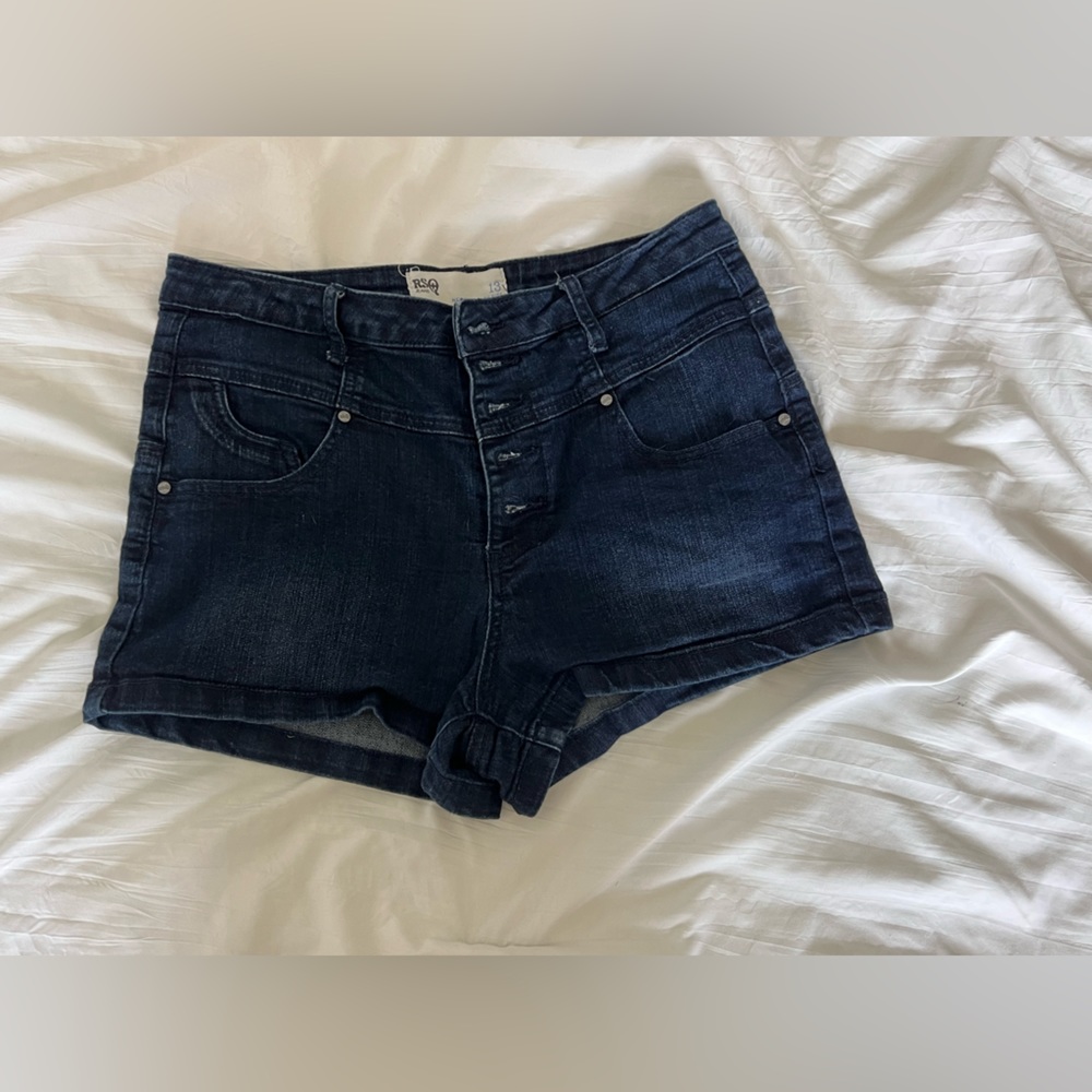 Dark Denim High Waist Jean Shorts